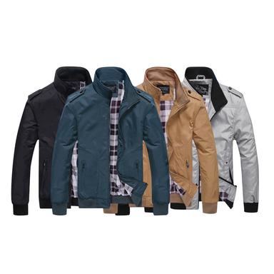 Men's Lightweight Jacket Summer Jacket Casual Jacket Going out Casual Daily Zipper Pocket Spring &  Fall Solid Color Fashion Casual Standing Collar Black Blue Green khaki Gray Jacket