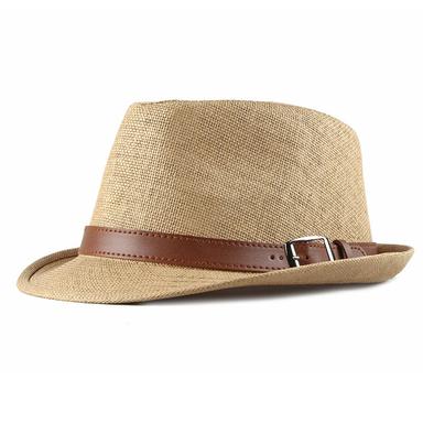 Men's Straw Hat Sun Hat Panama Hat Fedora Trilby Hat Black White Straw Braided Simple 1920s Fashion Casual Street Dailywear Weekend Pure Color Portable Comfort Breathable Fashion