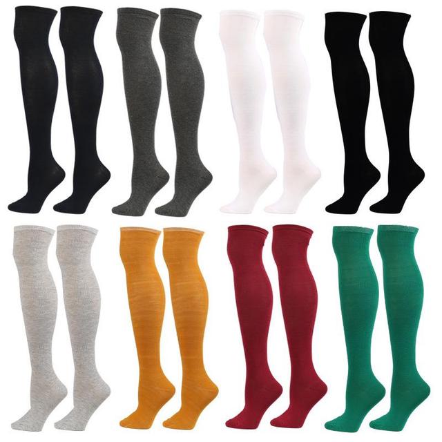 Women's Knee High Socks Outdoor Home Daily Solid Color Polyester Spandex Basic Classic Warm Casual 1 Pair