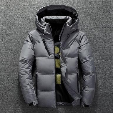 Men's Winter Coat Winter Jacket Down Jacket Quilted Jacket Pocket Office & Career Date Casual Daily Outdoor Casual Sports Winter Solid / Plain Color Dark Grey Black Red Gray Puffer Jacket