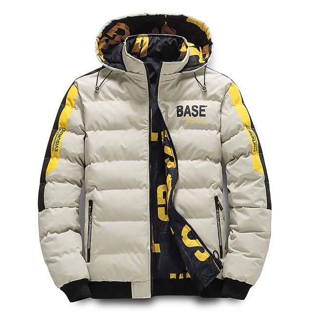 Men's Puffer Jacket Hoodie Coat Padded Zipper Pocket Print Sports Outdoor Regular Outdoor Casual / Daily Winter Letter Black Yellow Red Khaki Puffer Jacket