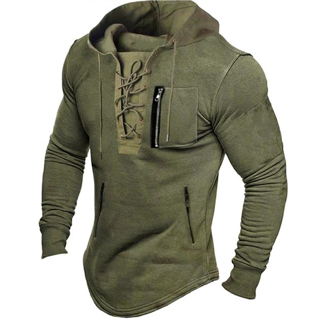 Men's Hoodie Tactical Hoodie Tactical Black Yellow Green Gray Hooded Solid Color Lace up Sports & Outdoor Sports Streetwear Hot Stamping Designer Basic Casual Spring Fall Clothing Apparel Hoodies