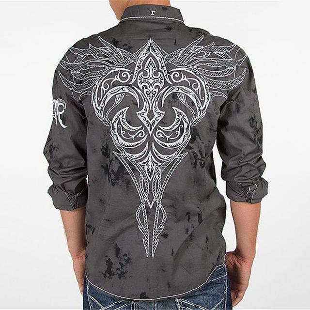 Men's Shirt Western Shirt Graphic Prints Totem Turndown Gray 3D Print Outdoor Street Long Sleeve Print Button-Down Clothing Apparel Fashion Designer Casual Soft