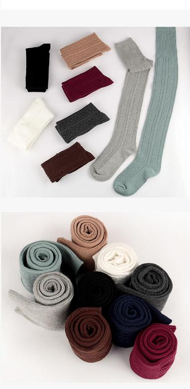 Women's Stockings Thigh-High Crimping Socks Tights Thermal Warm Leg Shaping High Elasticity Jacquard Knee high Socks Light Blue Black Wine One-Size