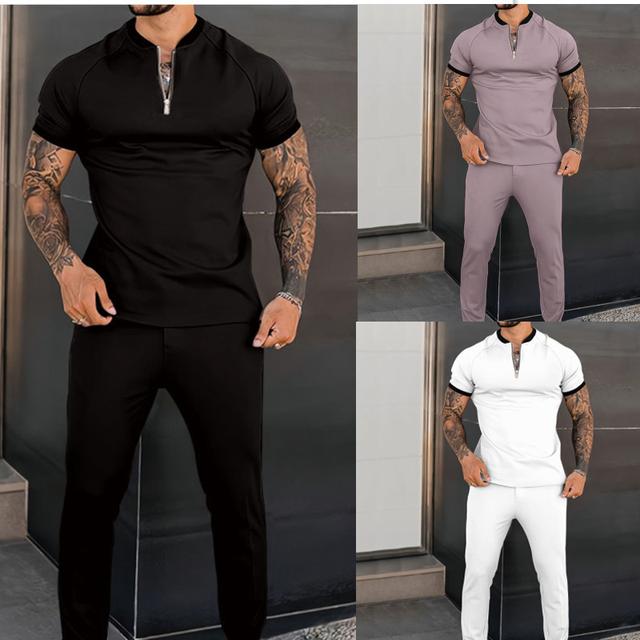 Men's T-shirt Suits Tracksuit Tennis Shirt Shorts and T Shirt Set Set Plain Henley Outdoor Street Short Sleeve 2 Piece Clothing Apparel Sports Designer Classic Casual