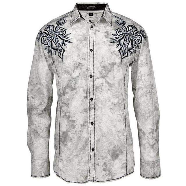 Men's Shirt Western Shirt Graphic Prints Cross Turndown White 3D Print Outdoor Street Long Sleeve Print Button-Down Clothing Apparel Fashion Designer Casual Soft