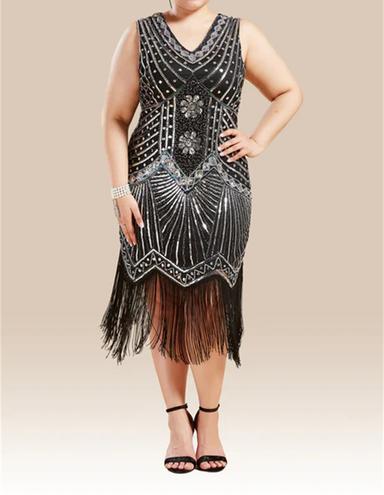 Roaring 20s 1920s Cocktail Dress Vintage Dress Flapper Dress Dress Masquerade Prom Dress Plus Size The Great Gatsby Charleston Women's Sequins Plus Size Halloween Carnival Wedding Wedding Guest Dress