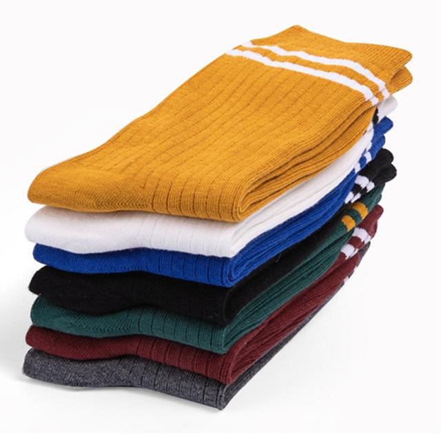 Men's 5 Pairs Socks Sport Socks / Athletic Socks Crew Socks Casual Socks Multi color Color Cotton Striped Casual Daily Sports Medium Spring, Fall, Winter, Summer Fashion Comfort