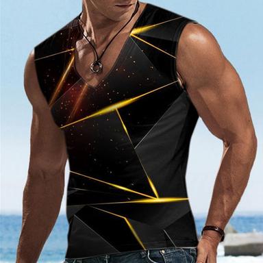 Men's Vest Top Graphic Geometric V Neck Clothing Apparel 3D Print Daily Vacation Going out Sleeveless 3D Print Designer Casual Comfortable