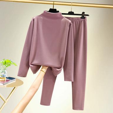 Women's T shirt Tee Undershirt Pants Sets Bottoming Shirt Casual Daily Basic Long Sleeve Crew Neck Turtleneck Black Fall & Winter