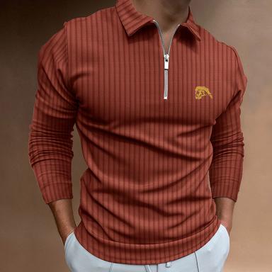 Men's Zip Polo Polo Shirt Outdoor Leisure Sports Turndown Quarter Zip Long Sleeve Sportswear Casual Solid Color Striped Patchwork Zipper Spring &  Fall Slim Black White Yellow Wine Red Navy Blue Zip