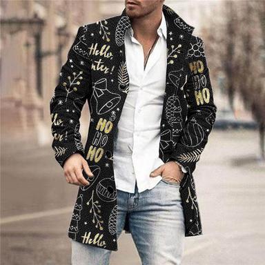 Ho Mens 3D Shirt | Black Winter| Letter Bell Fashion Streetwear Business Men'S Coat Work To Fall & Turndown Long Sleeve Wine Blue