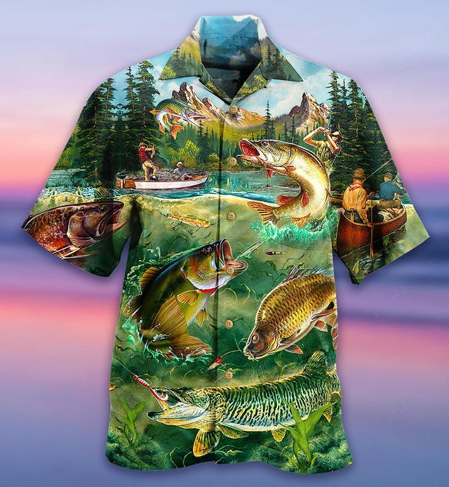 Men's Shirt Summer Hawaiian Shirt Graphic Prints Fish Turndown White Yellow Black / Brown Red Brown Casual Hawaiian Short Sleeve Print Button-Down Clothing Apparel Tropical Fashion Hawaiian Soft