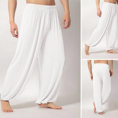 Men's Summer Pants Baggy Beach Pants Harem Pants Boho Pants Elastic Waist Flowy Solid Color Comfort Breathable Casual Daily Beach Hippie Yoga Black White Micro-elastic