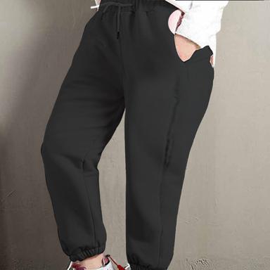 Women's Fleece Pants Pants Trousers Plus Size Cotton Blend Full Length Black Fall