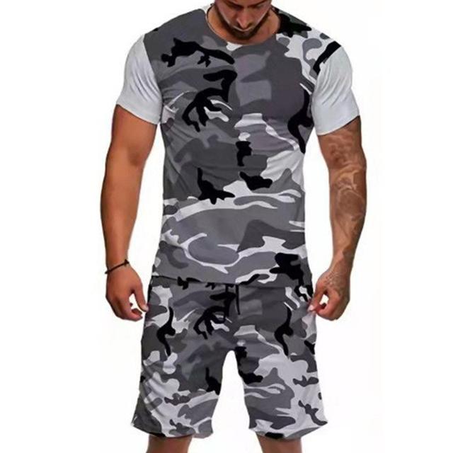 Men's Shorts and T Shirt Set T-Shirt Outfits Graphic Camo / Camouflage Crew Neck Clothing Apparel 3D Print Plus Size Outdoor Daily Sports Vacation Short Sleeve 3D Print 2 Piece 2pcs Designer Casual