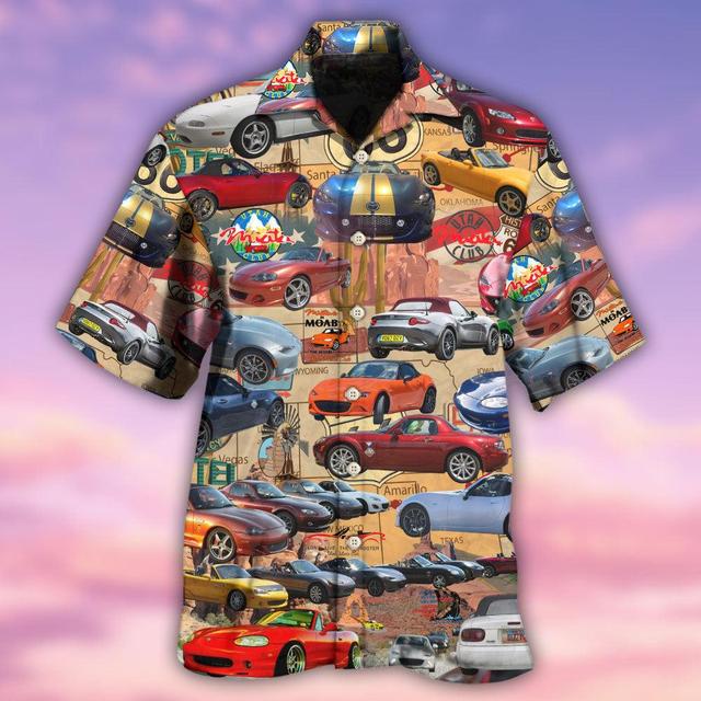 Men's Shirt Summer Hawaiian Shirt Car Graphic Prints Turndown Yellow Casual Hawaiian Short Sleeve Print Button-Down Clothing Apparel Tropical Fashion Hawaiian Soft