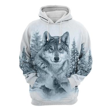 Men's Pullover Hoodie Sweatshirt Blue Hooded Animal Wolf Graphic Prints Print Daily Sports 3D Print Streetwear Designer Basic Spring &  Fall Clothing Apparel Hoodies Sweatshirts  Long Sleeve