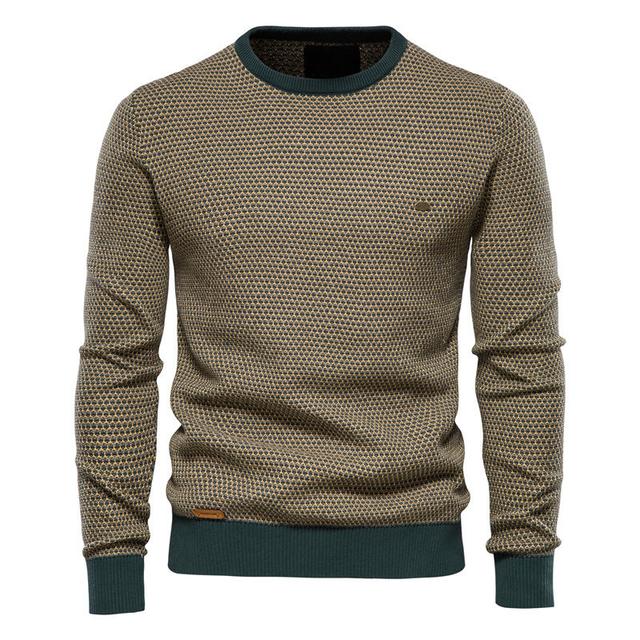 Men's Sweater Pullover Ribbed Knit Cropped Knitted Color Block Crewneck Fashion Streetwear Outdoor Going out Clothing Apparel Fall & Winter Black Orange M L XL