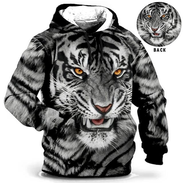 Men's Plus Size Pullover Hoodie Sweatshirt Big and Tall Animal Hooded Long Sleeve Spring &  Fall Fashion Streetwear Basic Comfortable Work Daily Wear Tops