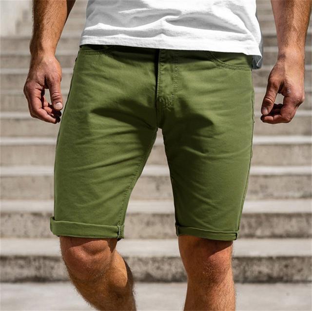 Men's Chino Shorts Bermuda shorts Work Shorts Pocket Plain Comfort Breathable Knee Length Outdoor Casual Daily Cotton Blend Twill Fashion Streetwear Blue Green