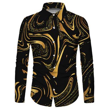 Men's Shirt Gradient Abstract Graphic Prints Turndown Blue Purple Gold Gray Outdoor Street Long Sleeve Print Button-Down Clothing Apparel Sports Fashion Streetwear Designer