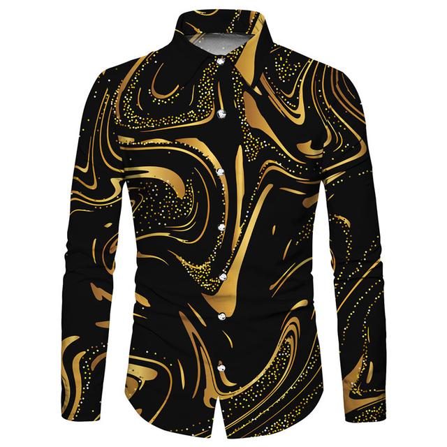 Men's Shirt Gradient Abstract Graphic Prints Turndown Blue Purple Gold Gray Outdoor Street Long Sleeve Print Button-Down Clothing Apparel Sports Fashion Streetwear Designer