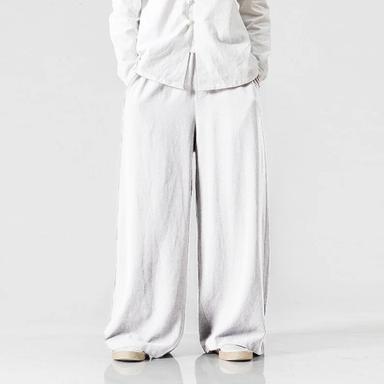 Men's Linen Pants Trousers Summer Pants Beach Pants Elastic Waist Wide Leg Flowy Plain Comfort Outdoor Daily Going out Linen / Cotton Blend Hip-Hop Yoga White Yellow