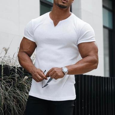 Men's T shirt Tee Ribbed Knit tee Plain V Neck Street Sports Short Sleeve Print Clothing Apparel Fashion Designer Casual Comfortable