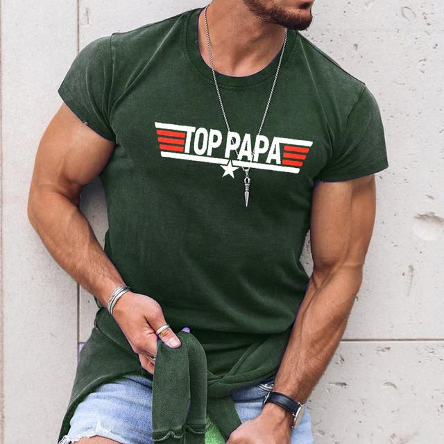 Father's Day papa shirts t shirts Letter Graphic Prints Dark Brown Navy Blue Dark Green T shirt Tee Men's 100% Cotton Graphic T Shirt Casual Shirt Short Sleeve Comfortable Tee Outdoor Street