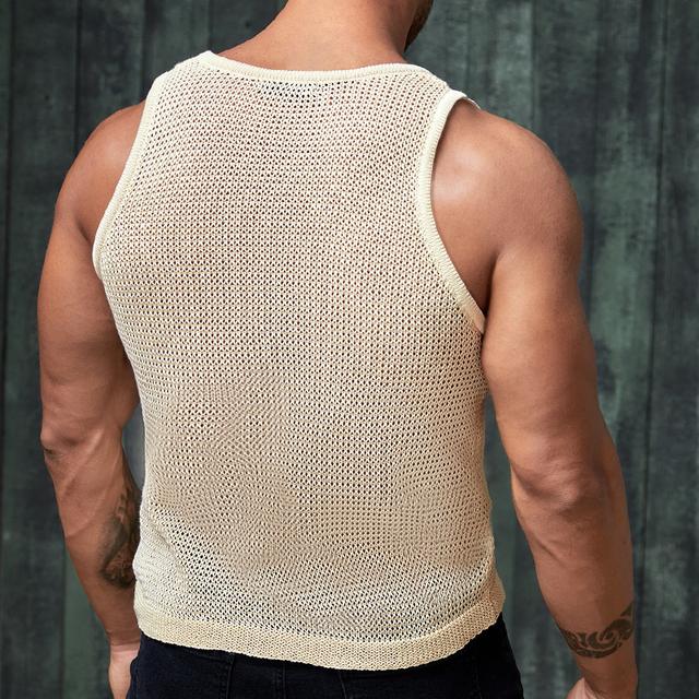 Men's Tank Top Vest Top Undershirt Sleeveless Shirt Knit Tee Plain Crewneck Sports & Outdoor Vacation Sleeveless Knit Clothing Apparel Fashion Daily Sport