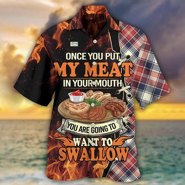 Men's Shirt Food Letter Graphic Prints Turndown Black Black / Green Yellow Light Green Black / Red 3D Print Outdoor Street Short Sleeve Print Button-Down Clothing Apparel Tropical Fashion Hawaiian