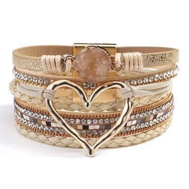 1pcs Plaited Wrap Heart Statement Personalized Leather Bracelet Jewelry For  Women's Daily Holiday Beach