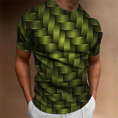 Men's T shirt Tee Graphic Geometric Crew Neck Clothing Apparel 3D Print Outdoor Daily Sports Short Sleeve Print Vintage Fashion Designer