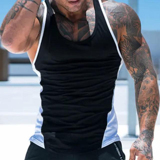 Men's Tank Top Vest Top Undershirt Color Block Scoop Neck Sports & Outdoor Athleisure Sleeveless Clothing Apparel Fashion Streetwear Bodybuilding Fitness