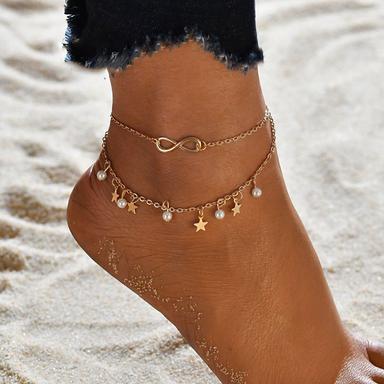 Ankle Bracelet Stylish Simple Women's Body Jewelry For Daily Beach Classic Alloy Star Gold 1pcs