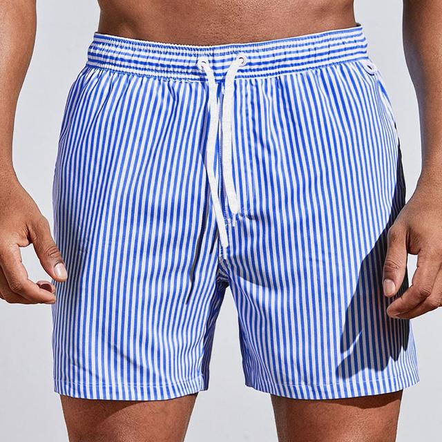 Men's Board Shorts Swim Shorts Swim Trunks Summer Shorts Beach Shorts Drawstring with Mesh lining Elastic Waist Graphic Stripe Breathable Soft Short Casual Daily Holiday Streetwear Hawaiian Light