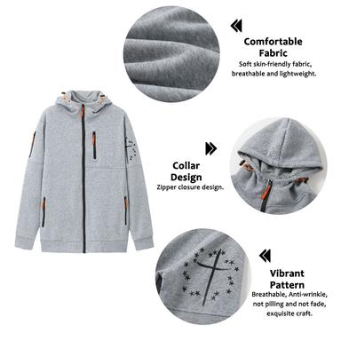 Men's Full Zip Hoodie Sweat Jacket Jacket Black Dark Gray Gray Hooded Graphic Cross Zipper Print Sports & Outdoor Sports Streetwear Hot Stamping Streetwear Basic Casual Fall Winter Clothing Apparel