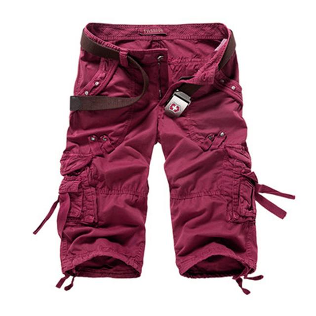 Men's Cargo Shorts Capri shorts Capri Pants Hiking Shorts Pocket Plain Comfort Breathable Calf-Length Work Casual Daily Fashion Streetwear Red Navy Blue