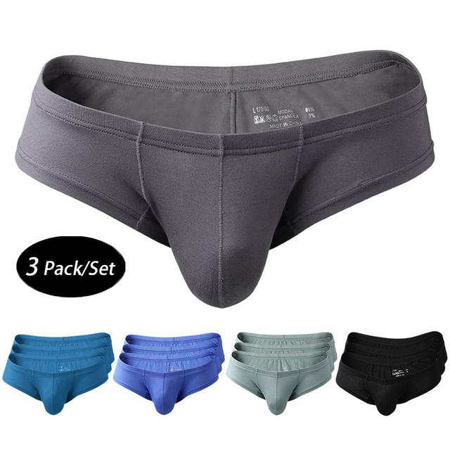 Men's 3 Pack Boxer Briefs Underwear Modal Washable Comfortable Solid Color Low Rise Black Dark Gray