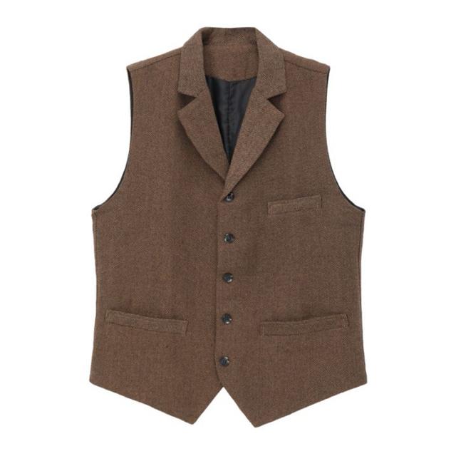 Men's Vest Waistcoat Wedding Event / Party Holiday Wedding Party Vintage 1920s Spring Fall Pocket Polyester Breathable Pure Color Single Breasted V Neck Regular Fit Black Army Green Light Grey Green