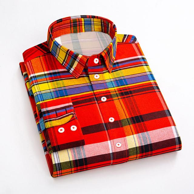 Men's Dress Shirt Plaid Shirt Button Down Shirt Collared Shirt Yellow Red Blue Green Long Sleeve Plaid / Check Turndown Spring &  Fall Wedding Street Clothing Apparel Button-Down