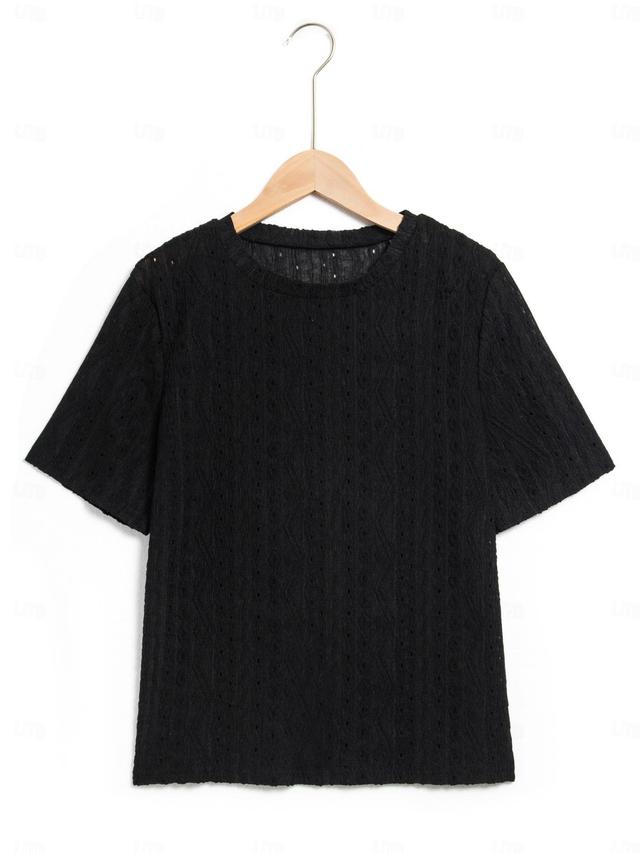 Women's T shirt Tee Daily Weekend Elegant Fashion Basic Short Sleeve Round Neck Black