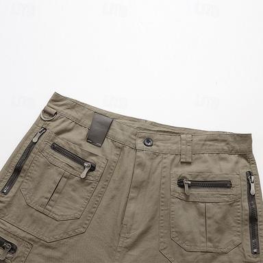 Men's Tactical Shorts Cargo Shorts Capri Pants Zipper Pocket Multi Pocket Plain Comfort Wearable Calf-Length Casual Daily Holiday 100% Cotton Sports Fashion Black Light Green